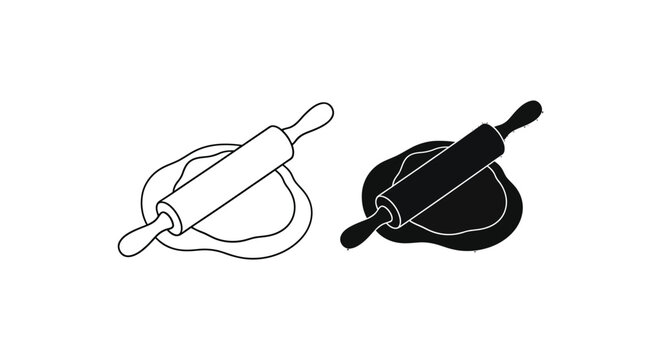 Rolling pin dough vector illustration baking kitchenware set