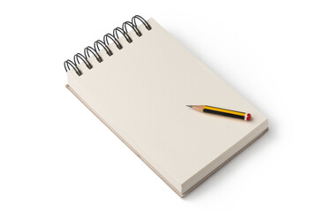 Blank spiral notebook with pencil