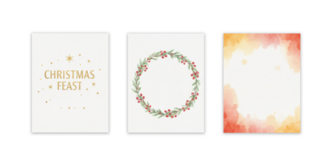 Christmas greeting cards set on black background