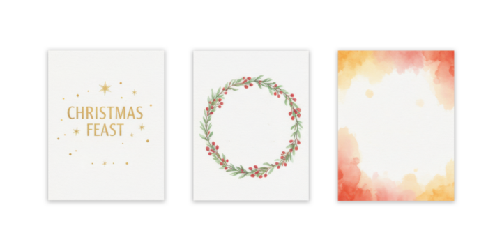 Christmas greeting cards set on black background