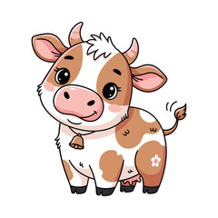 Adorable baby cow illustration with cute smile, perfect for children's books, farm themes, and playful designs with a touch of cartoon fun
