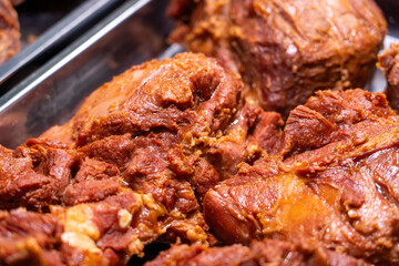 Mouthwatering Close-Up of Richly Seasoned Cooked Meat for Culinary Inspiration