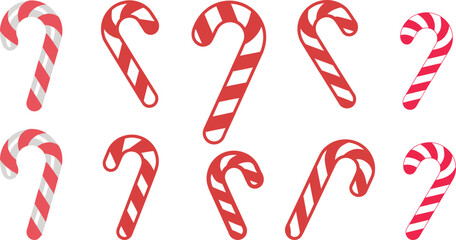 Red and white striped candy canes arranged in two rows