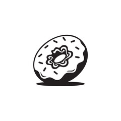 Donut Icon, Simple Black Glyph. Glazed Doughnut with Sprinkles, Vector Illustration for Bakery, Cafe Logo, or Sweet Food Menu.