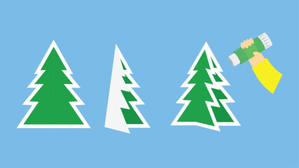 Pine tree and christmas tree icon set, vector illustration.
