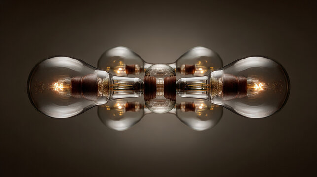 Illuminating ideas, this photo merges classic light bulbs in a creative form. Their warm glow symbolizes inspiration, all captured in artistic display.