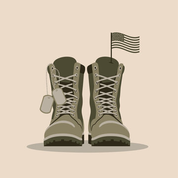 Honoring service and sacrifice with military boots and an American flag, a powerful symbol of patriotism and remembrance this Memorial Day.