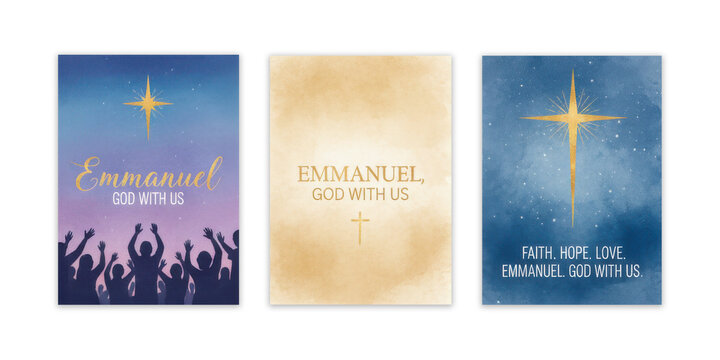 Christian Christmas cards with Emmanuel, God With Us theme