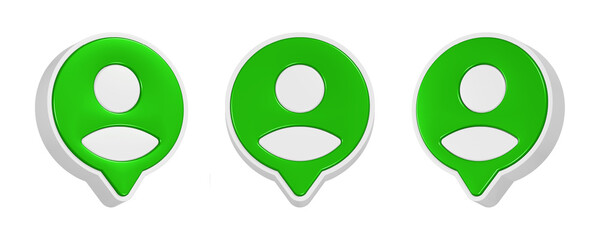 3d rendering icon profile in green bubble button