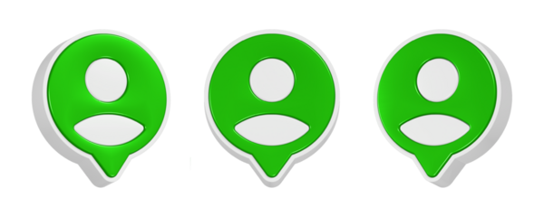 3d rendering icon profile in green bubble button