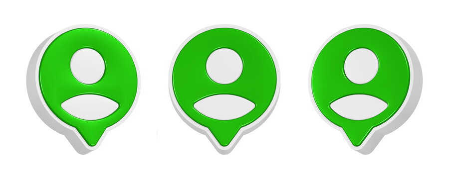 3d rendering icon profile in green bubble button