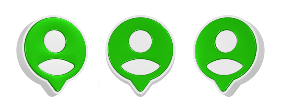 3d rendering icon profile in green bubble button