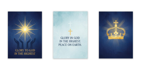 Religious themed triptych with divine symbols and texts