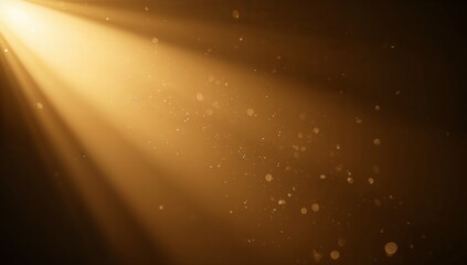 Atmospheric golden light rays with shimmering dust particles bokeh.