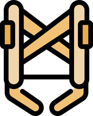 Portable and lightweight folding camping chair ideal for outdoor activities, featuring crossed wooden supports and a sturdy metal frame