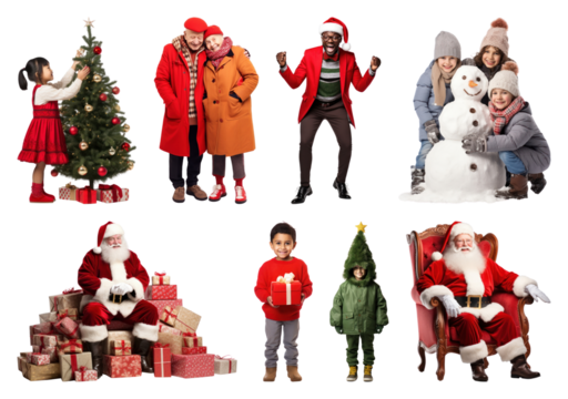 PNG Festive holiday family celebration, element set on transparent background