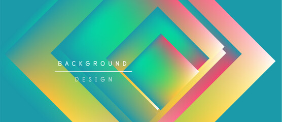 Abstract geometric design. Vibrant colors blend, creating layered diamond shapes. Modern aesthetic, suitable for backgrounds, presentations.