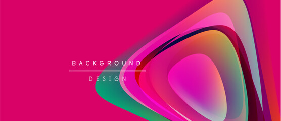 Abstract vibrant design. Pink dominates, layered shapes create dynamic visual effect. Modern, flowing forms suggest movement, energy.