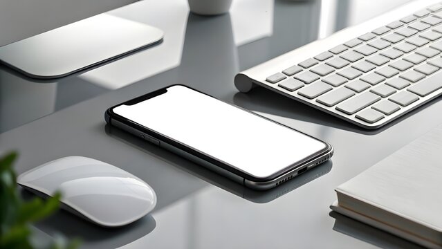 Smartphone Resting On A Desk Surrounded By Product Icons With Subtle Reflections Spelling “Black Friday,” Representing Digital Shopping, E‑Commerce Innovation, And Modern Technology Marketing Concept