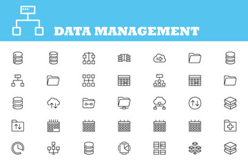 Streamline your digital workflow with these modern data management icons, perfect for professional presentations and dynamic website design projects today