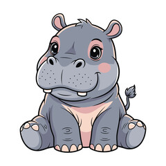 Adorable cartoon hippo illustration full of charm and whimsy, perfect for children's books and playful designs, originally a scalable vector graphic