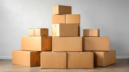 Reused Cardboard Boxes Stacked Artfully And Stamped “Sustainable Savings,” Representing Eco‑Friendly Packaging, Green Commerce, And Creative Environmental Marketing Concept