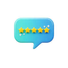 Blue bubble with five yellow stars on it. isolated illustration on  transparent background PNG