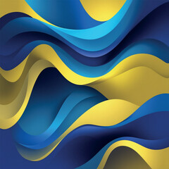 Stylish Abstract Ribbon Waves – Blue and Golden Theme