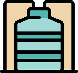 Big plastic bottle of fresh water between cardboard boxes, concept of delivery service bringing mineral water to home or office