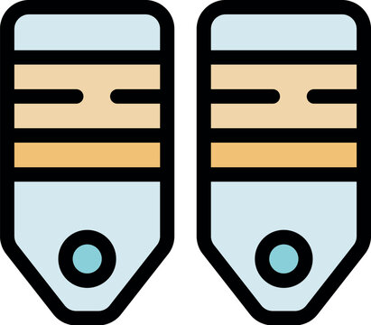 Pair of stylized military rank insignia showing the three chevrons and two rockers of a sergeant first class