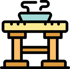 Hot food steaming in a bowl placed on a wooden table, ideal for representing cooking or dining concepts