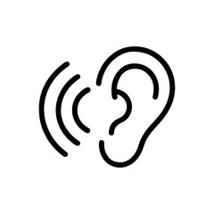 Hearing health icon with sound waves, promoting audiology and communication support services