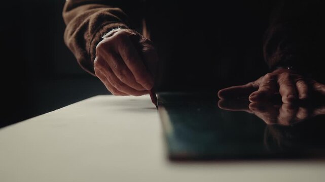 Digital video file with film strip border and text overlay indicating video content