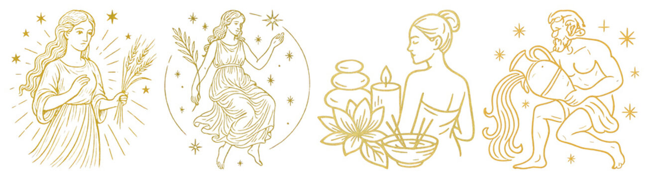 PNG Elegant zodiac signs illustration, element set on transparent background