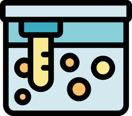Scientific experiment measuring liquid sample in beaker with thermometer, representing chemical analysis and research
