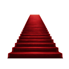 Red carpet stairs ascending representing success and achievement