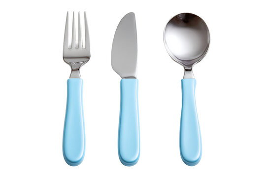 Baby Travel Cutlery with Spoon and Fork isolated on transparent background