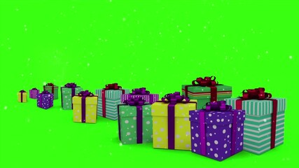 Colorful Presents on Green Screen Background
