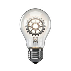 Light bulb with a gear inside of it. isolated illustration on  transparent background PNG