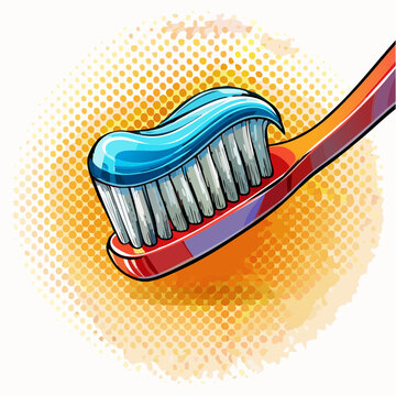 Zahnb&uuml;rste mit Zahncreme - Cartoon Comic Stil