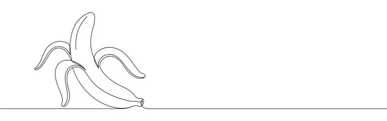 Obraz premium A continuous one-line drawing of a peeled banana, highlighting healthy eating and tropical fruit