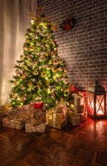 Christmas tree with beautiful decorations
