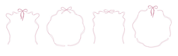 Decorative hand-drawn frames with bows, hearts, and lace texture. Perfect for creative branding and print.