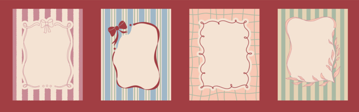 Vintage-inspired whimsical frames add romantic charm to a bachelorette event. Ideal for creating stylish coquette-themed menus and layouts.