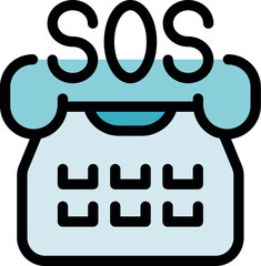 Vintage telephone icon with sos signal for emergency communication
