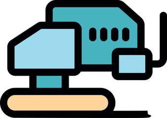 Futuristic space dozer exploring and moving on an alien planet surface