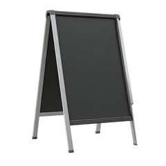 Obraz premium A-frame, blackboard sign with silver frame on black bg