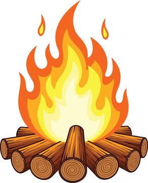 Campfire symbol bonfire vector, campfire flames vector, bonfire vector icon, burning bonfire or campfire vector illustration on white background