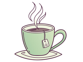 Obraz premium Tea and breakfast, tea in a beautiful mug, morning atmosphere, relaxation, time to relax, delicious chai, masala chai, Paris morning, Europe morning