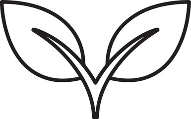 Minimal sprout seedling leaves plant outline graphic element symbol logo icon design illustration linear style for ecology and growth